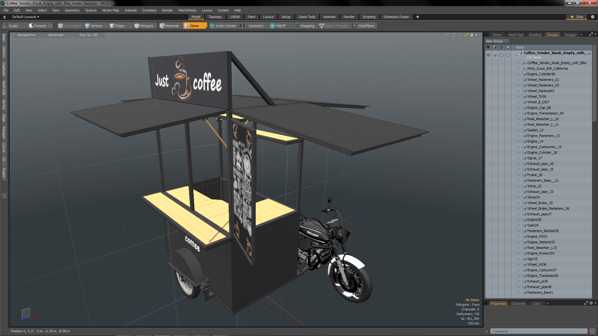 3D model Coffee Vendor Kiosk Empty with Bike