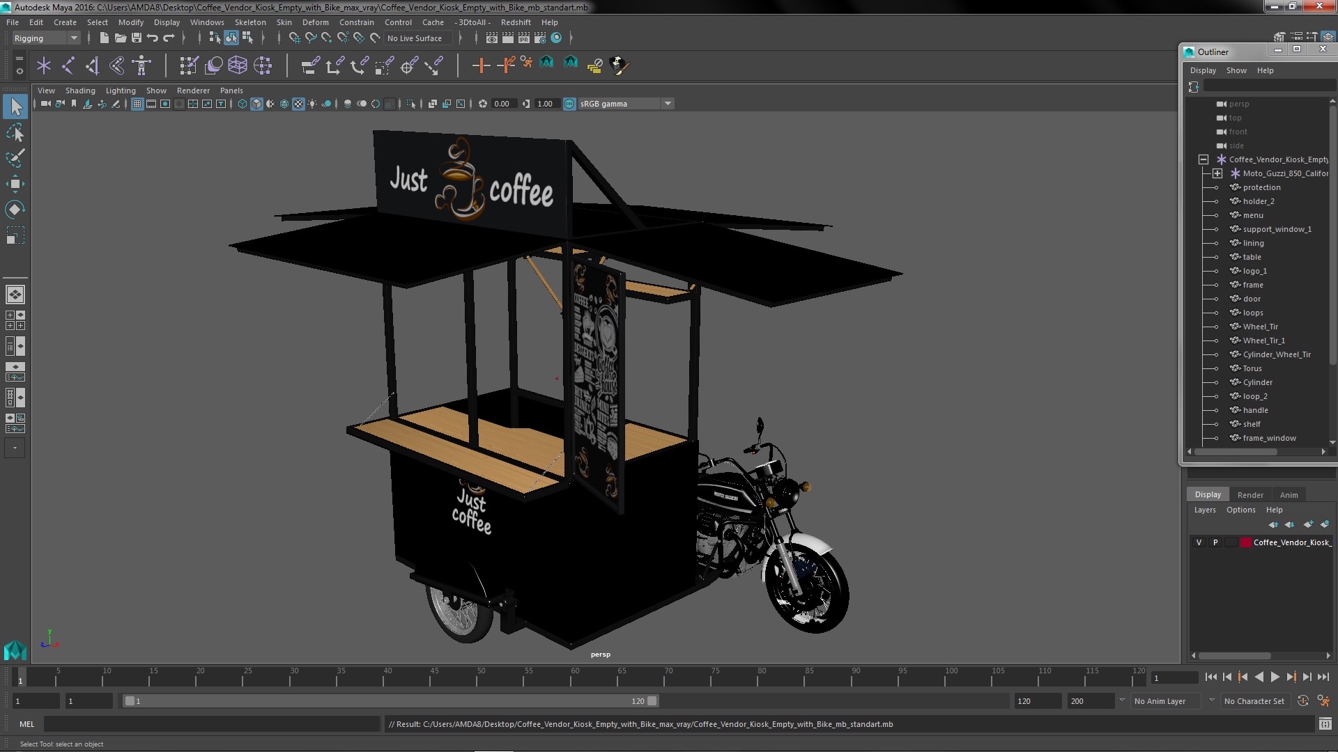 3D model Coffee Vendor Kiosk Empty with Bike