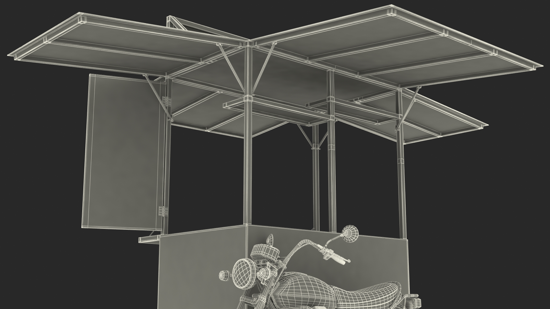 3D model Coffee Vendor Kiosk Empty with Bike