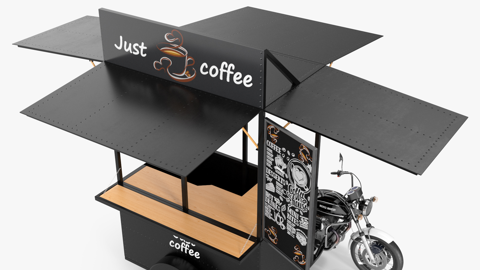 3D model Coffee Vendor Kiosk Empty with Bike
