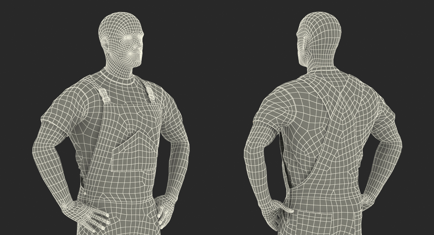 Factory Worker Orange Overalls with Hardhat Standing Pose 3D