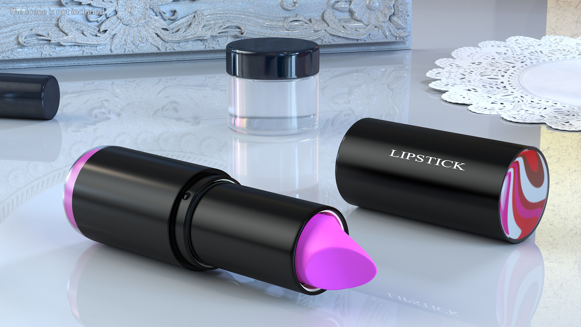 3D Crimson Color Round Lipstick Open model