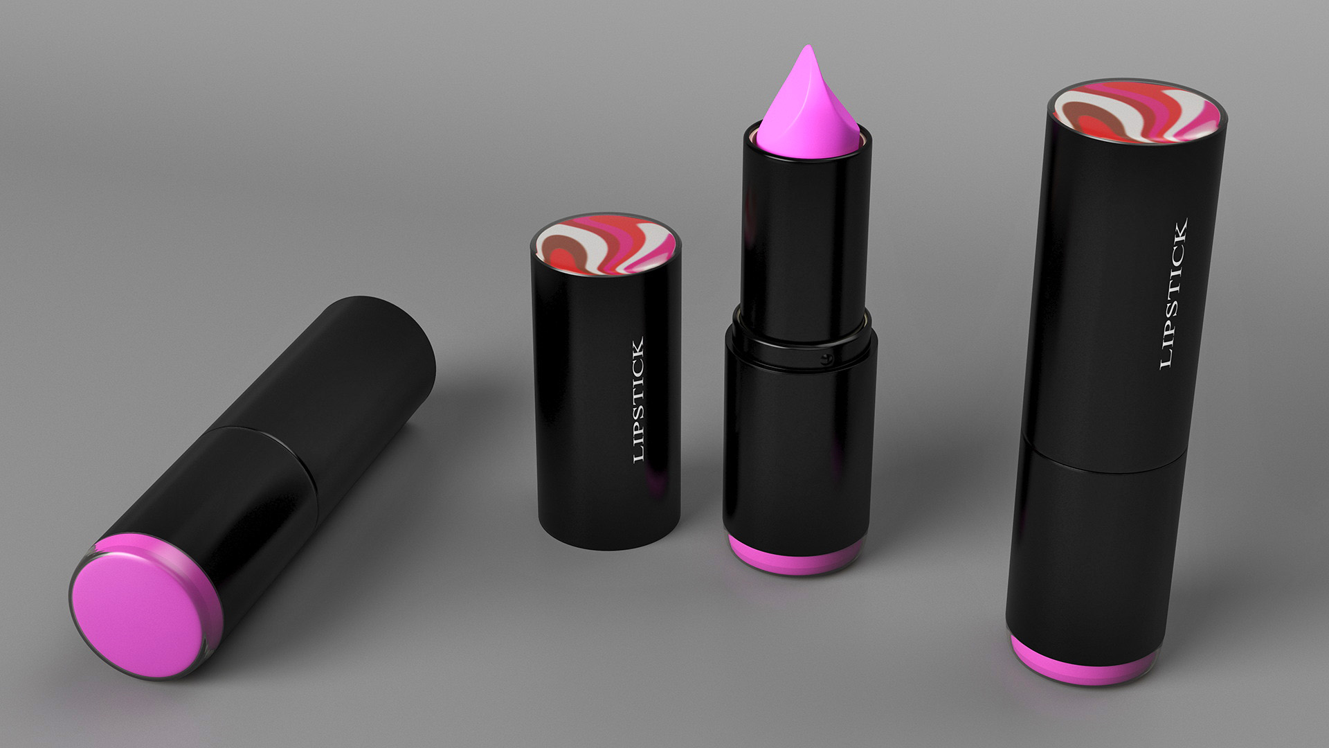 3D Crimson Color Round Lipstick Open model