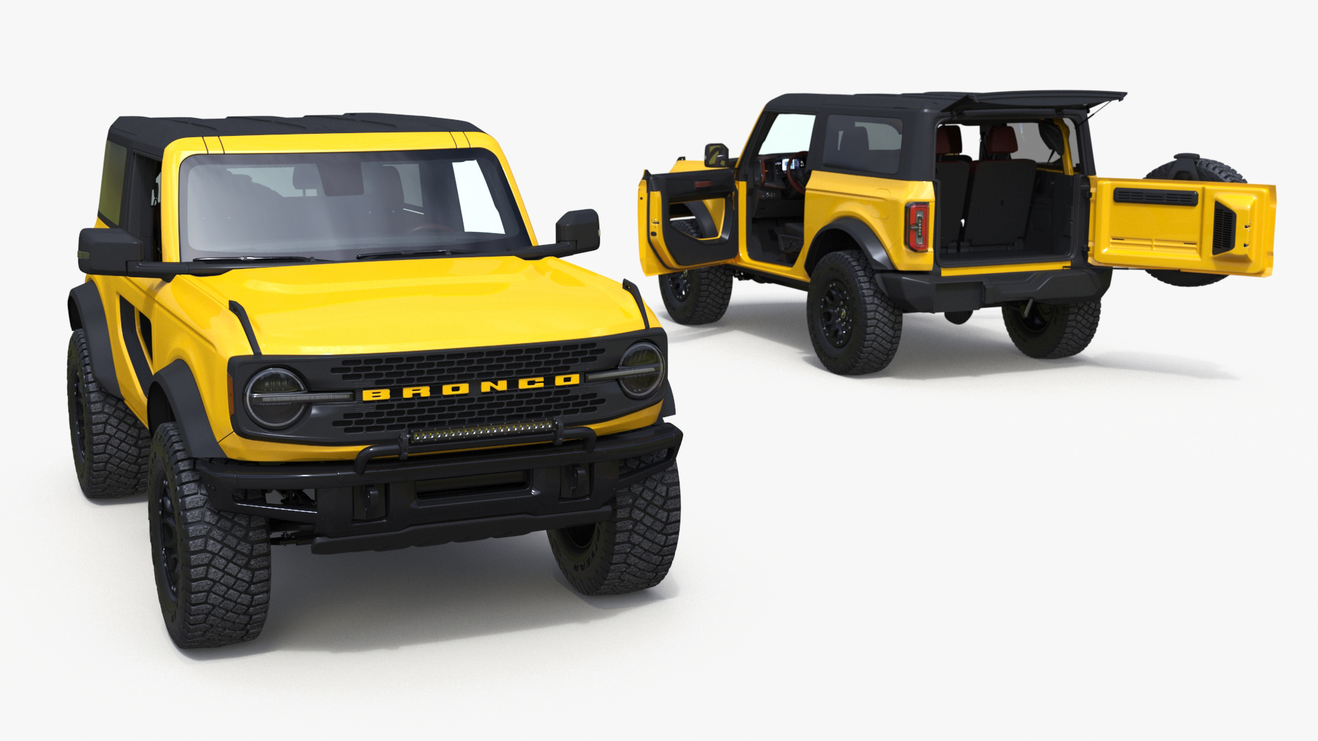 3D Ford Bronco Two Door Yellow 4X4