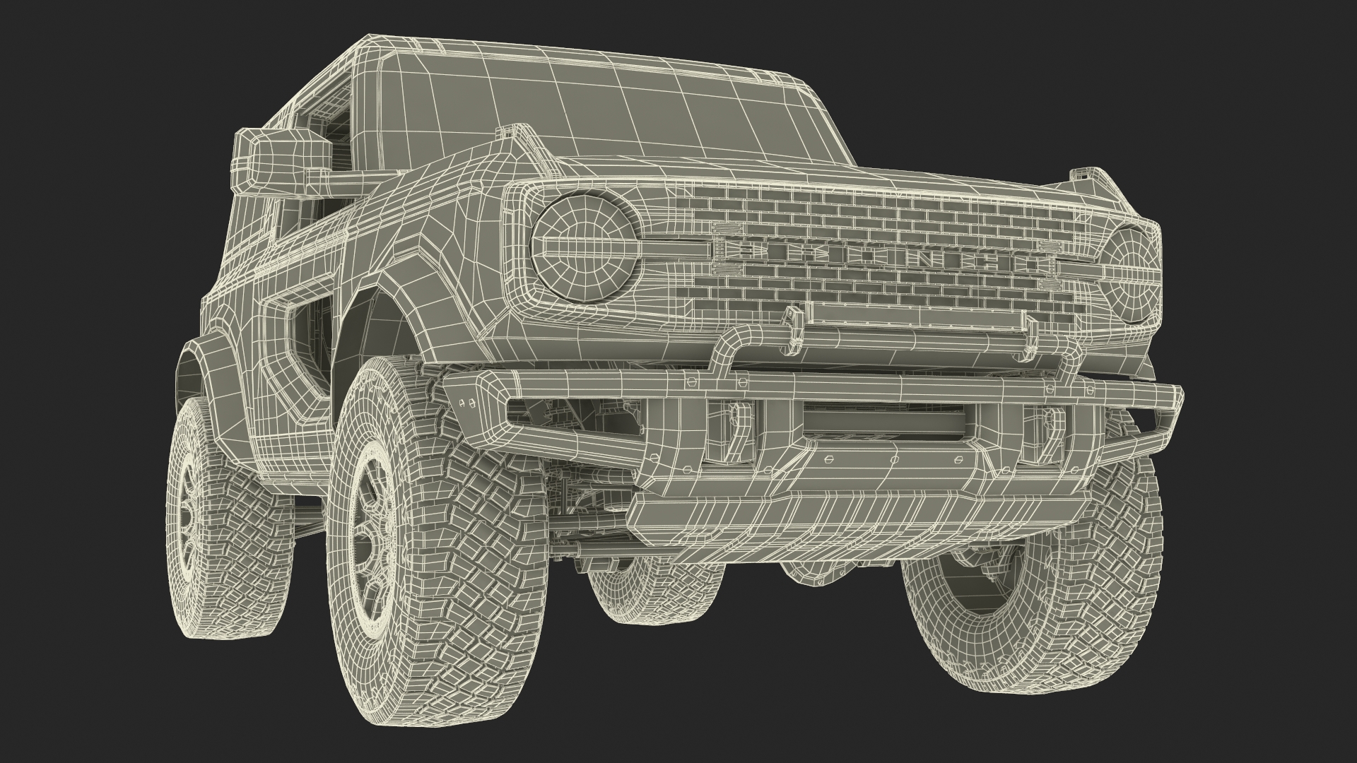 3D Ford Bronco Two Door Yellow 4X4