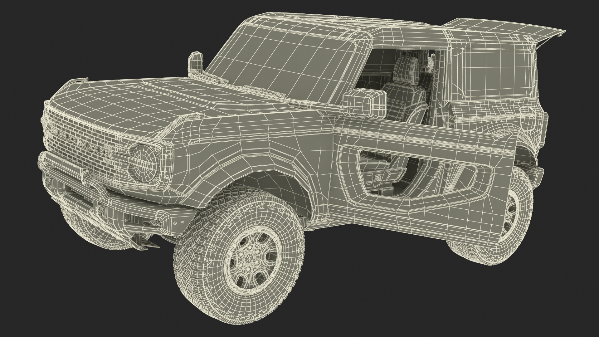 3D Ford Bronco Two Door Yellow 4X4