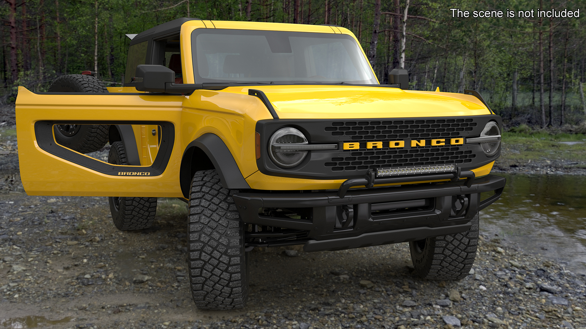 3D Ford Bronco Two Door Yellow 4X4