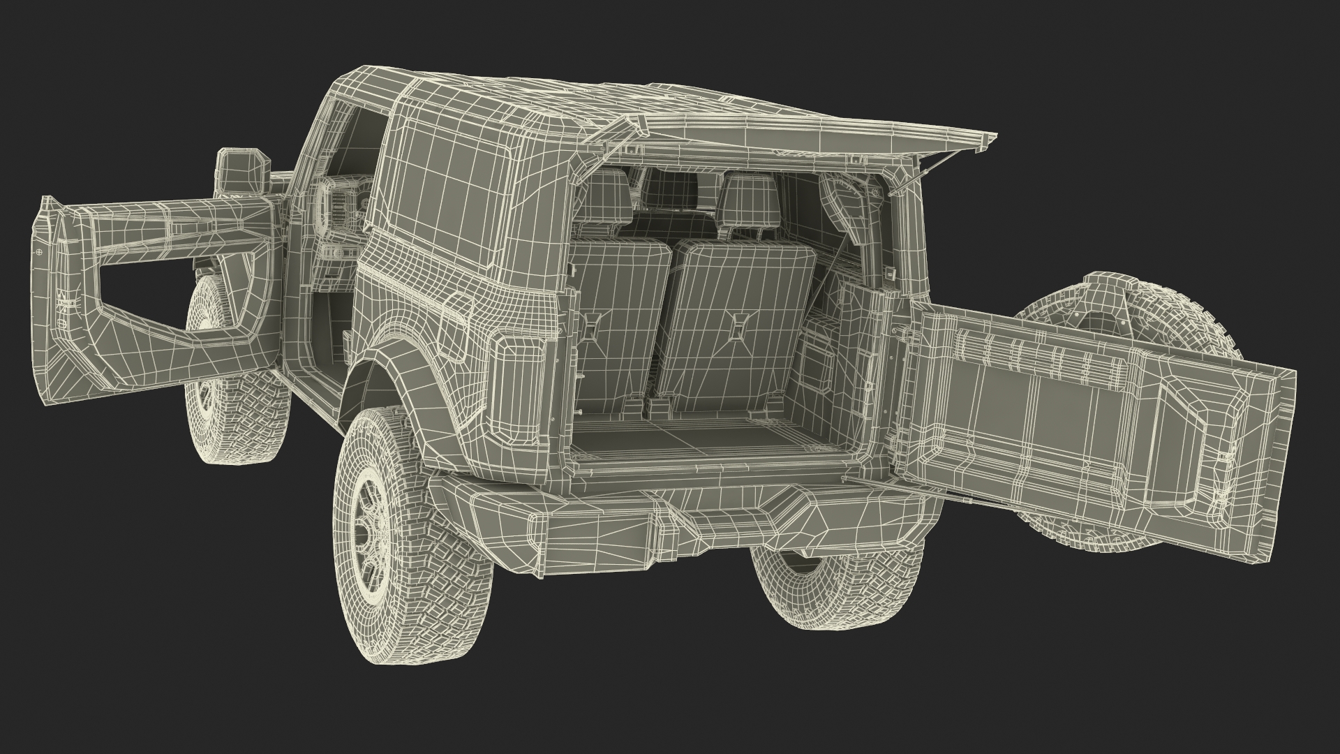 3D Ford Bronco Two Door Yellow 4X4