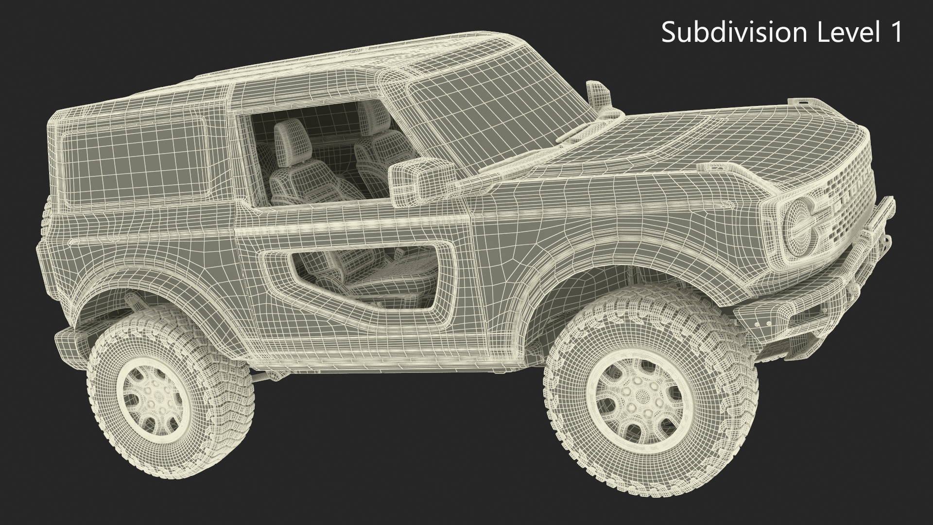 3D Ford Bronco Two Door Yellow 4X4