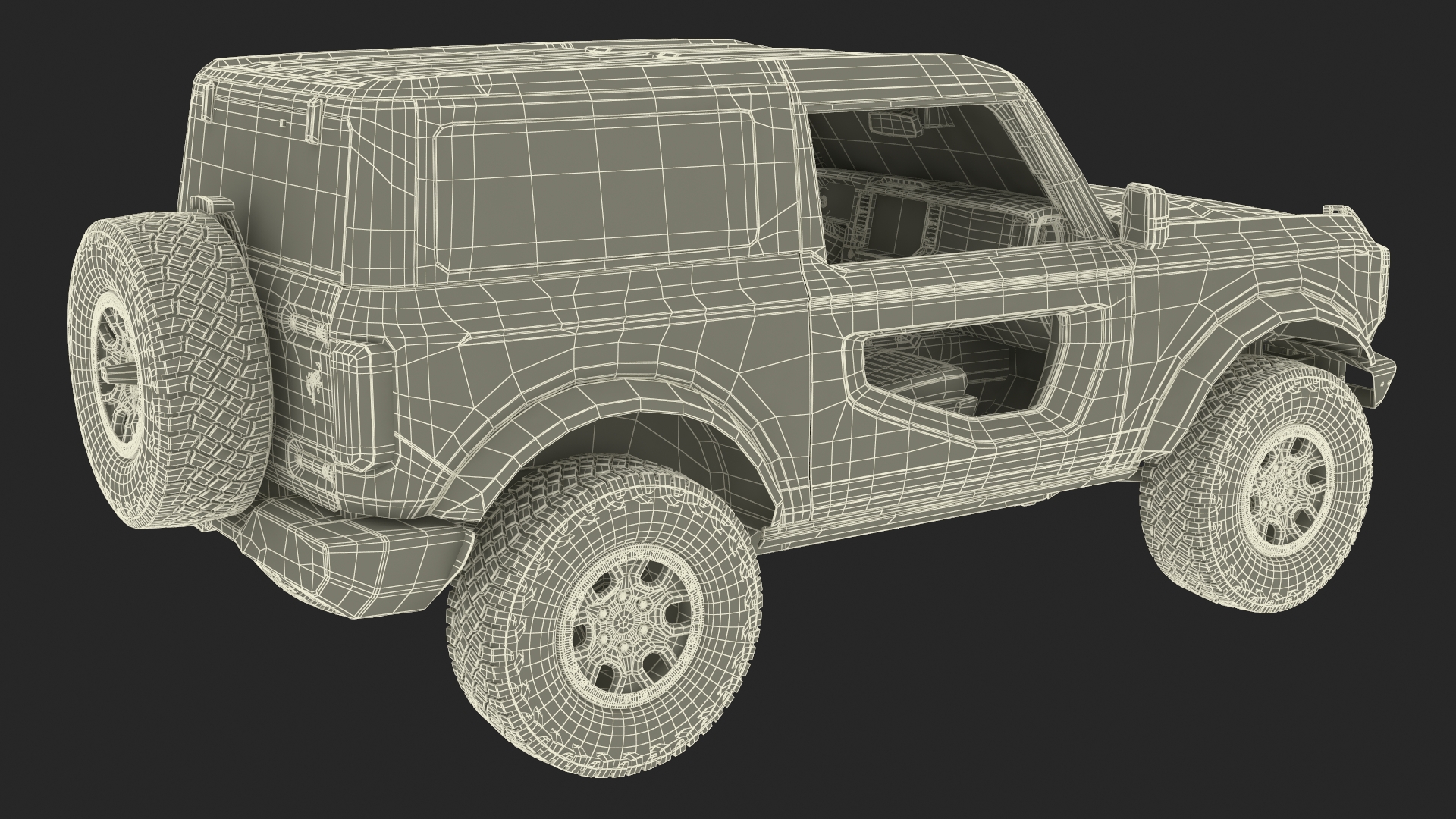3D Ford Bronco Two Door Yellow 4X4