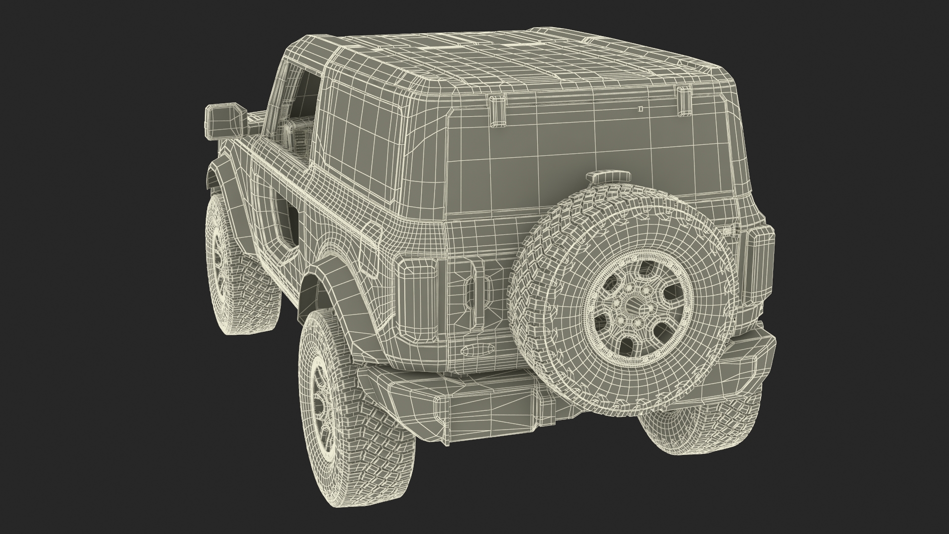 3D Ford Bronco Two Door Yellow 4X4