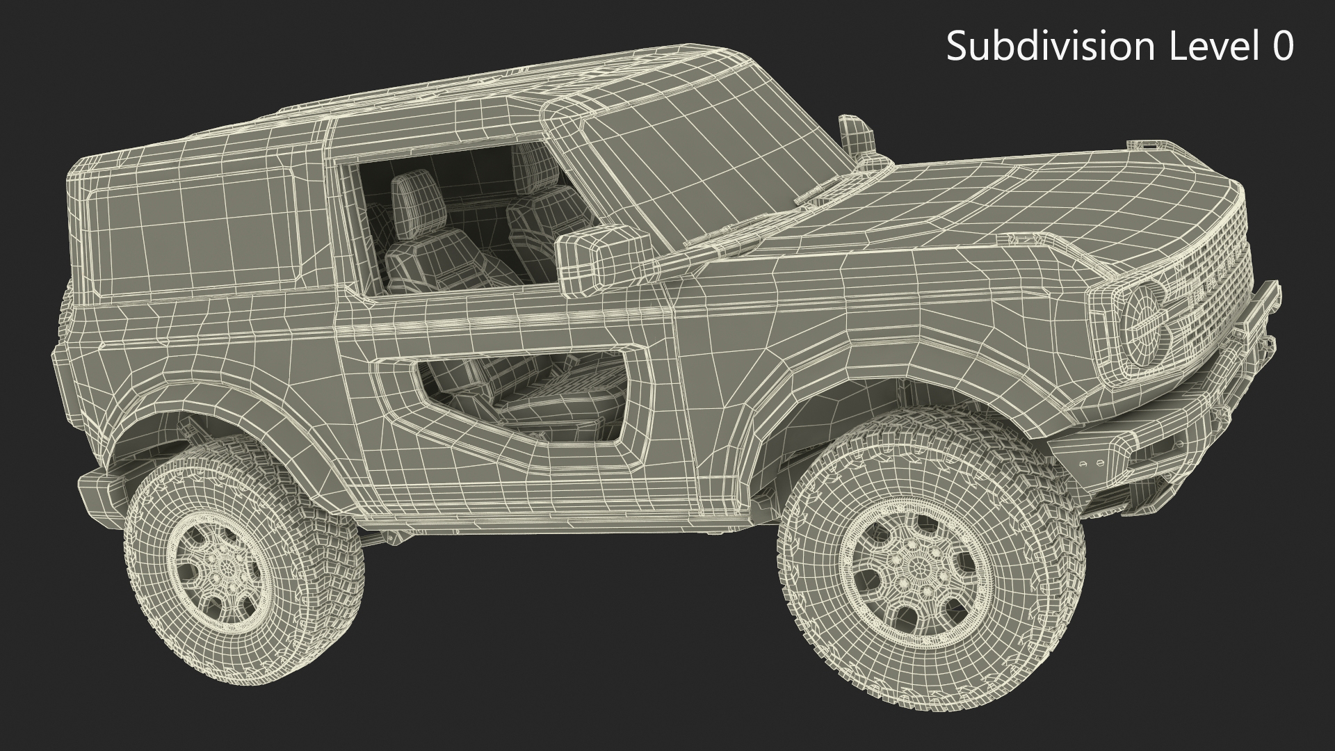 3D Ford Bronco Two Door Yellow 4X4