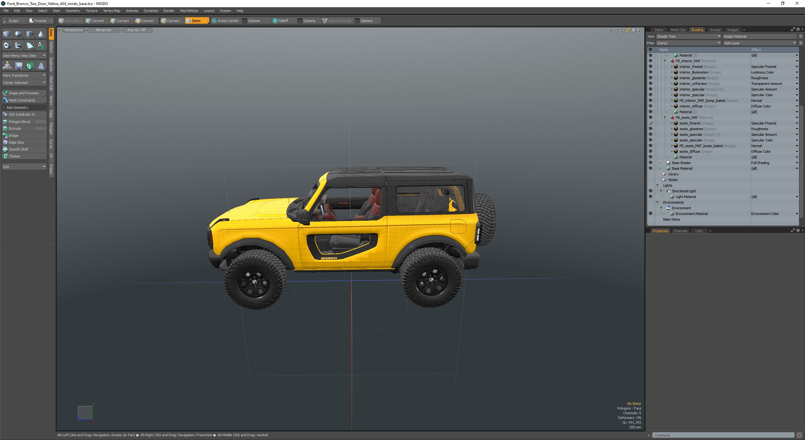 3D Ford Bronco Two Door Yellow 4X4