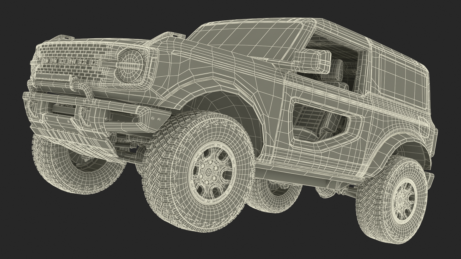 3D Ford Bronco Two Door Yellow 4X4