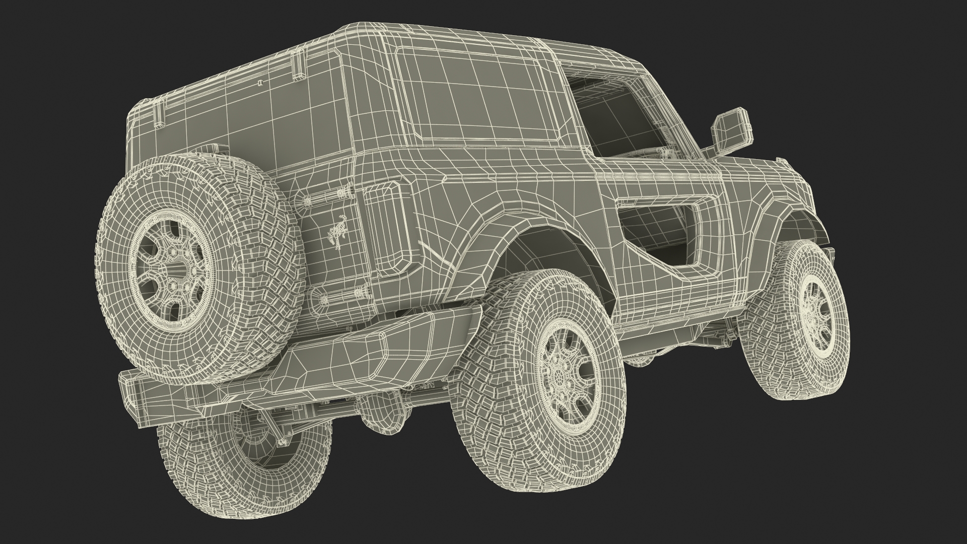 3D Ford Bronco Two Door Yellow 4X4