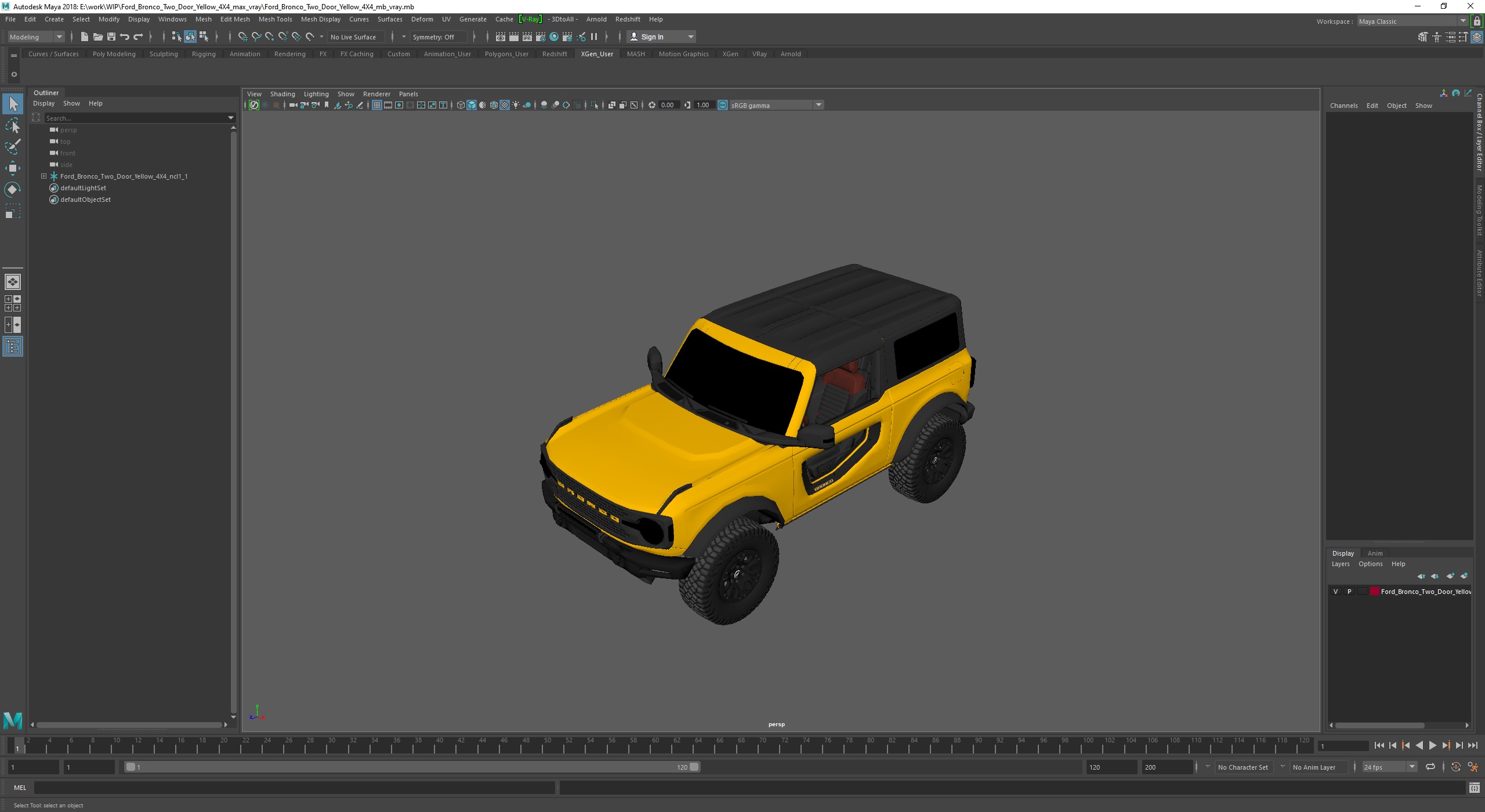 3D Ford Bronco Two Door Yellow 4X4