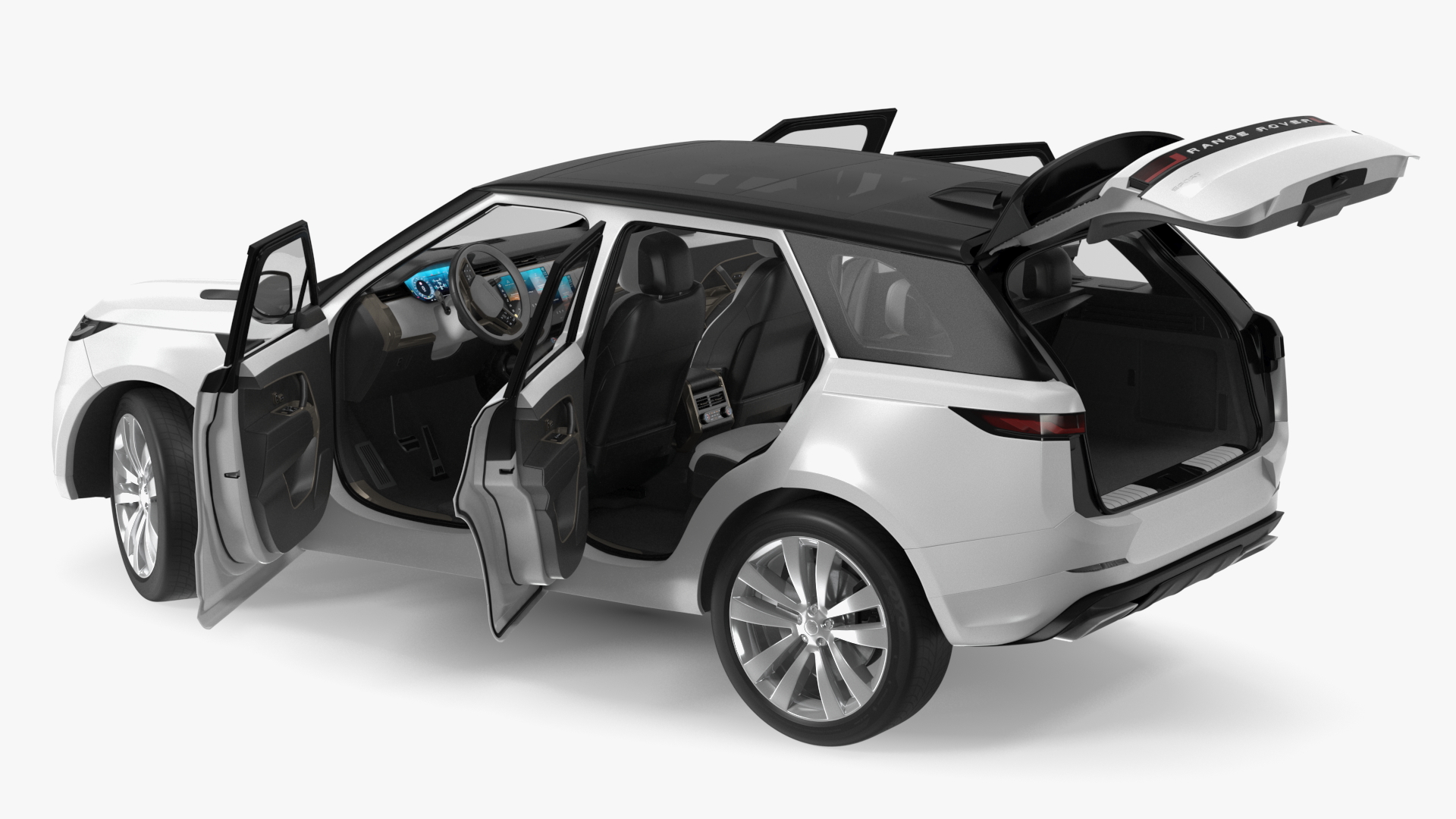 Light Grey Range Rover Sport SUV 2023 Rigged 3D model