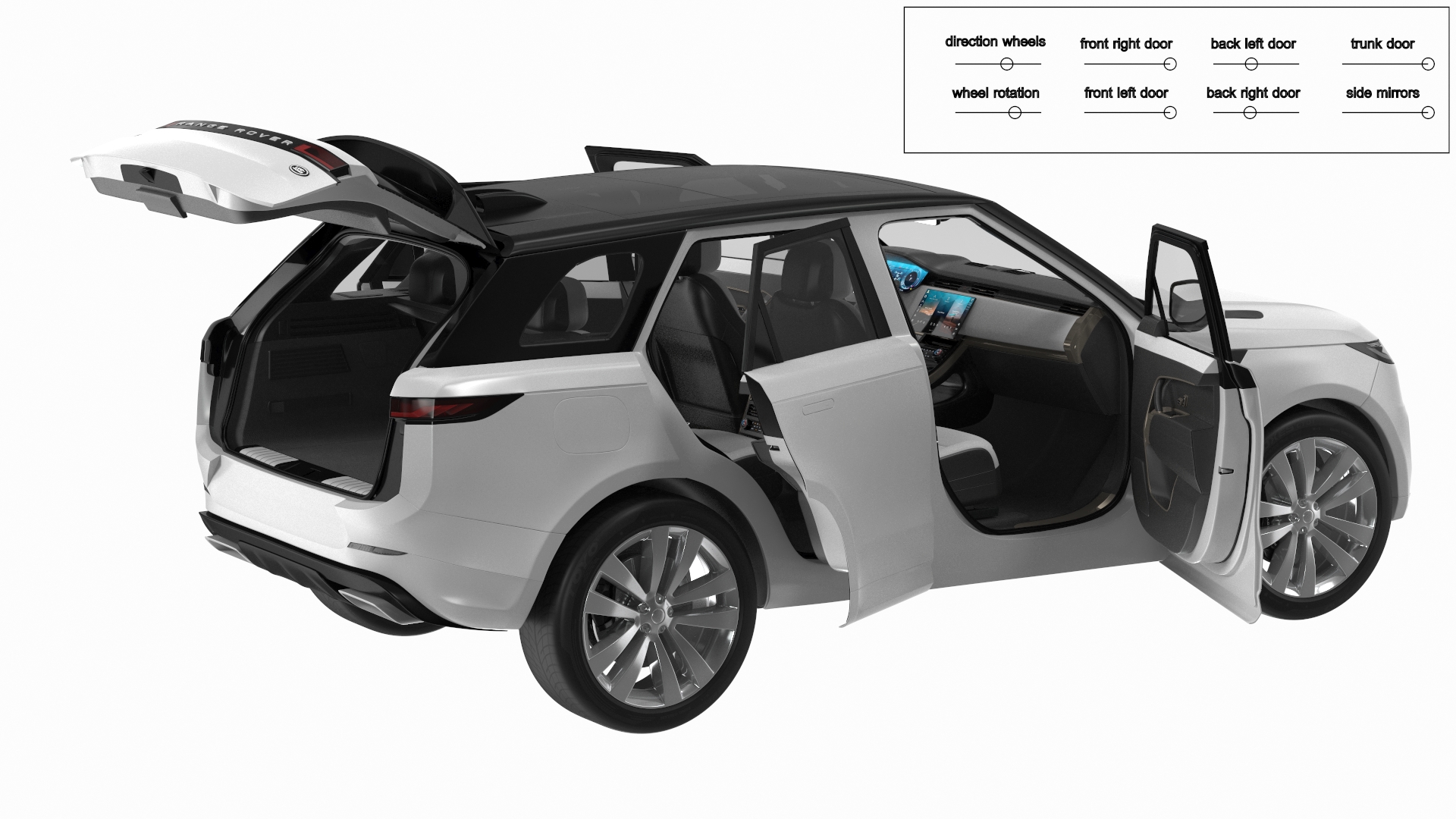 Light Grey Range Rover Sport SUV 2023 Rigged 3D model