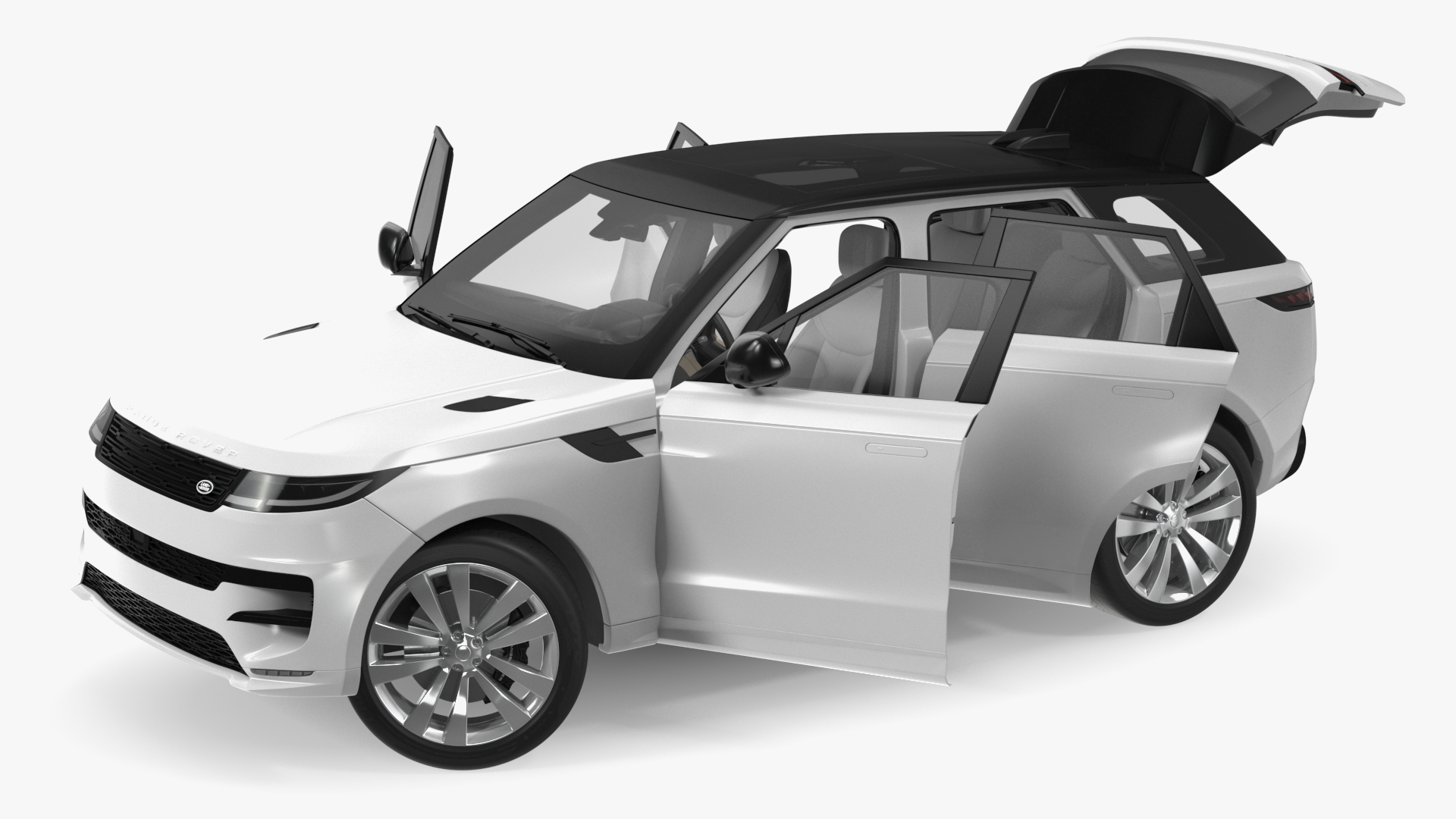 Light Grey Range Rover Sport SUV 2023 Rigged 3D model