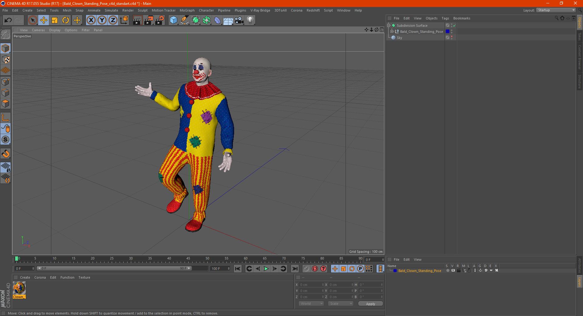 Bald Clown Standing Pose 3D model