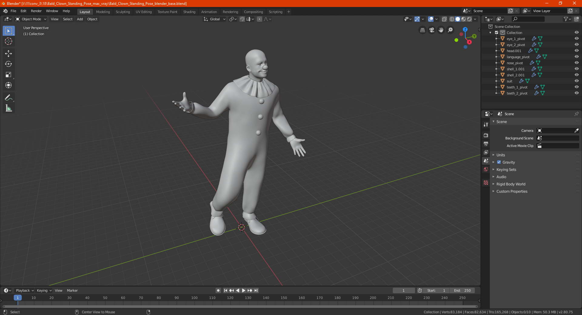 Bald Clown Standing Pose 3D model
