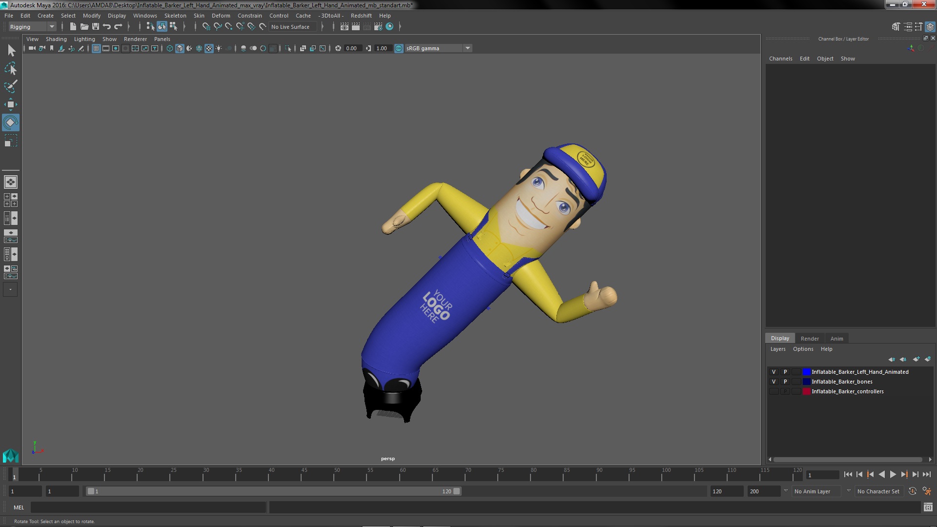 3D Inflatable Barker Left Hand Animated