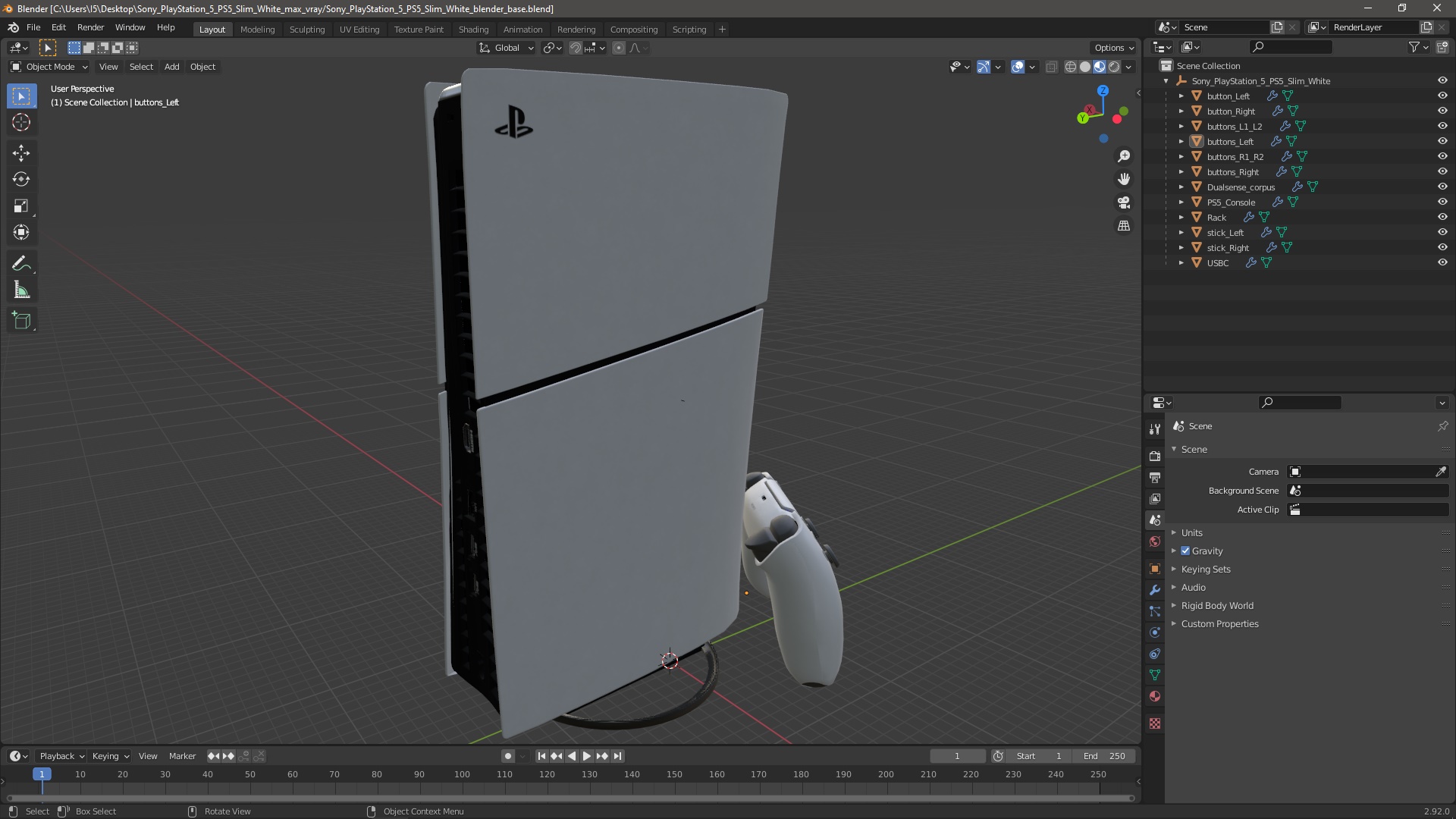 3D Sony PlayStation 5 PS5 Slim White model