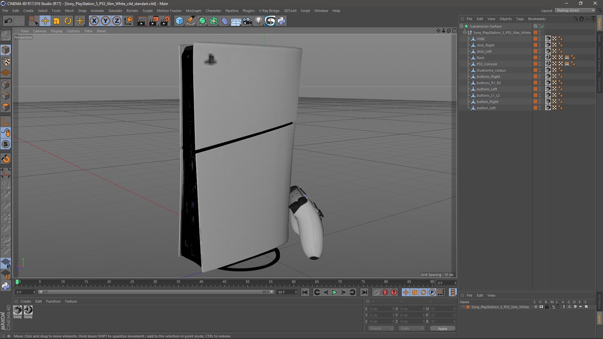 3D Sony PlayStation 5 PS5 Slim White model