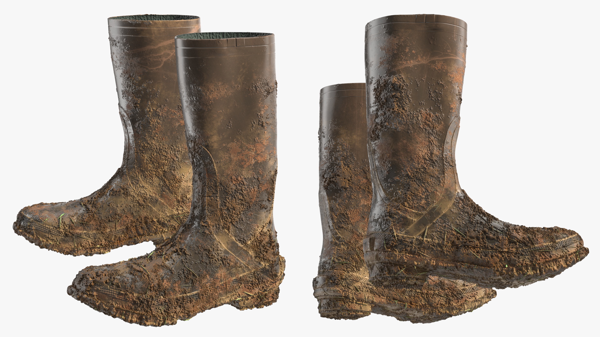 3D Dirty Rubber Boots model