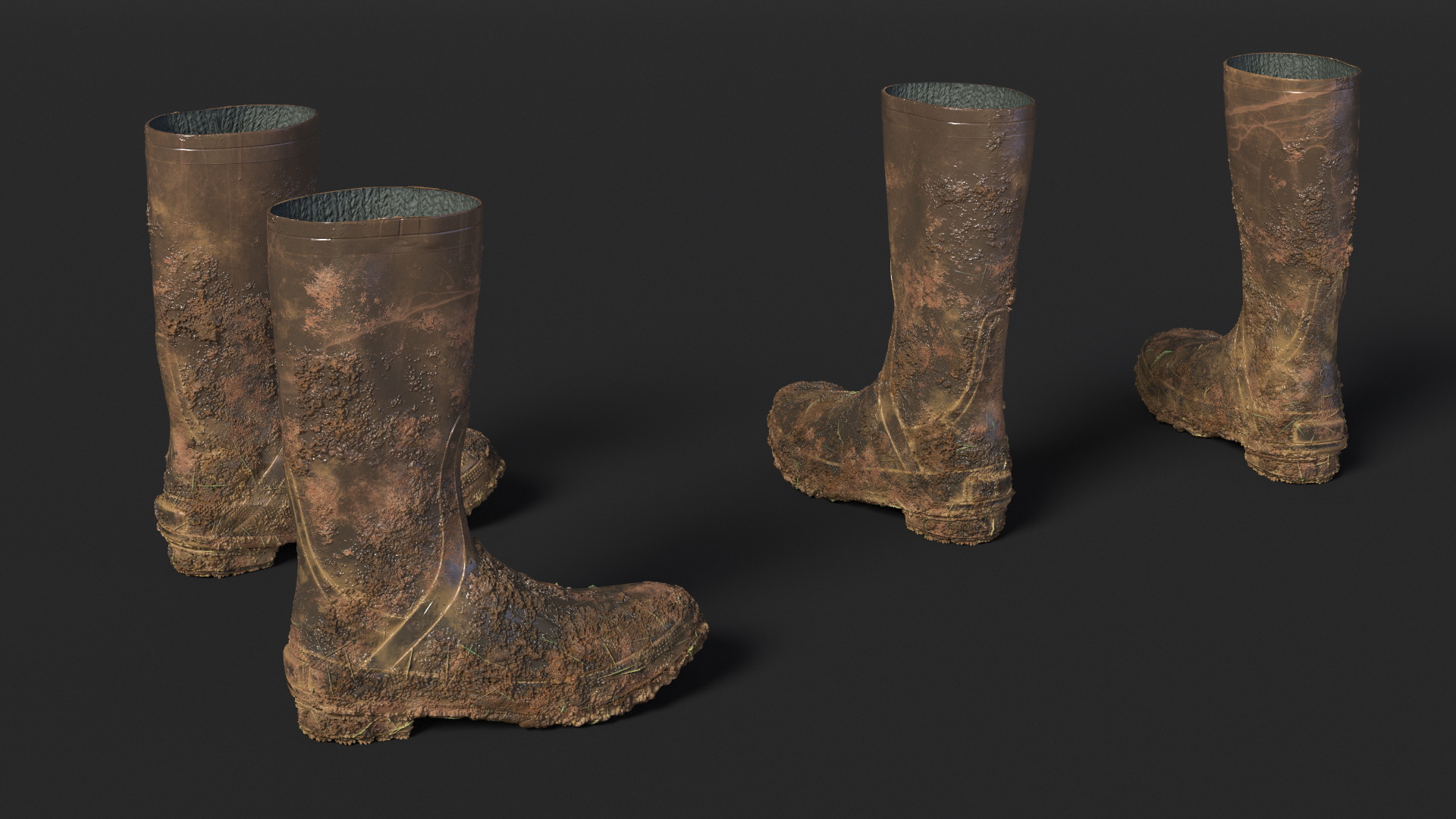 3D Dirty Rubber Boots model