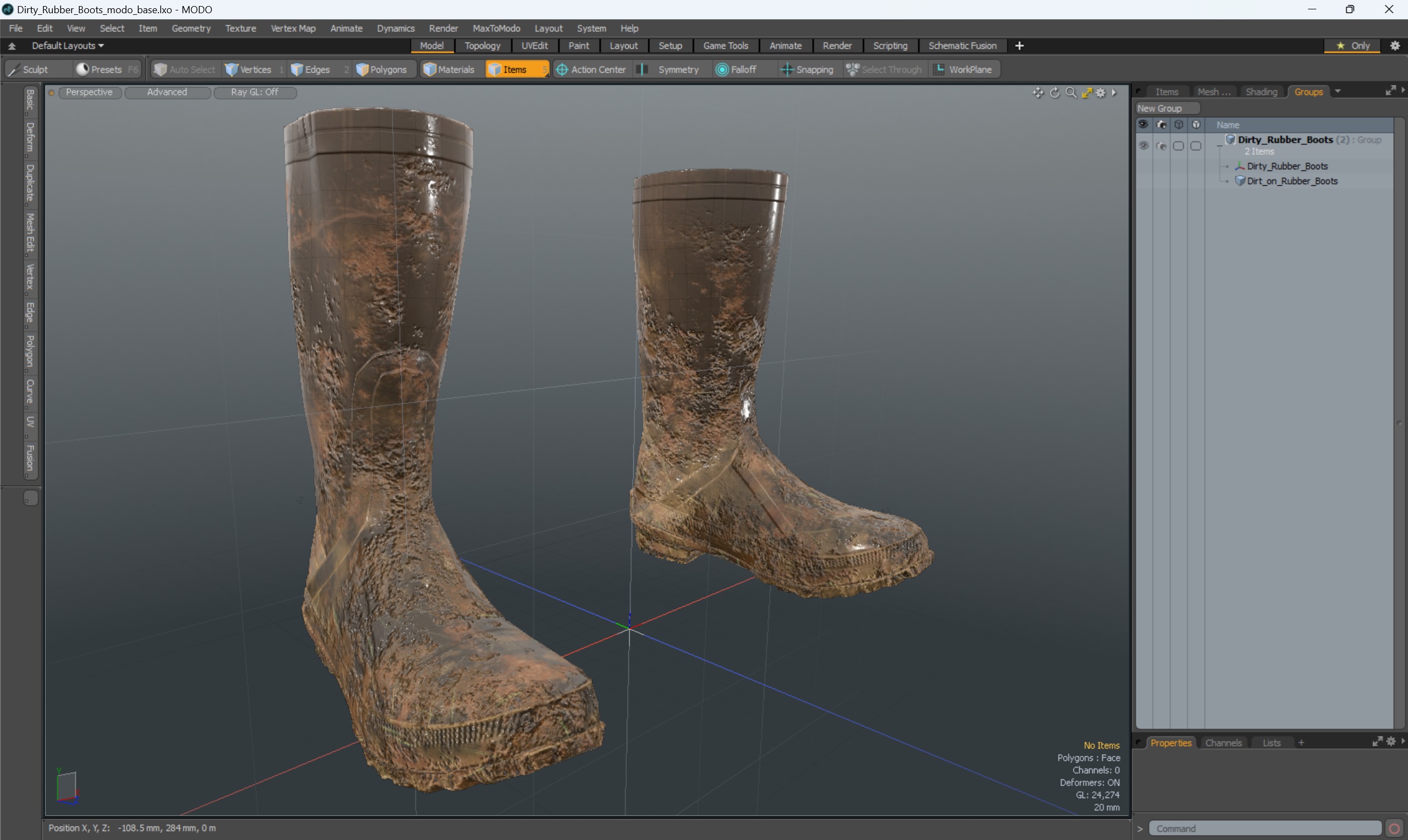 3D Dirty Rubber Boots model