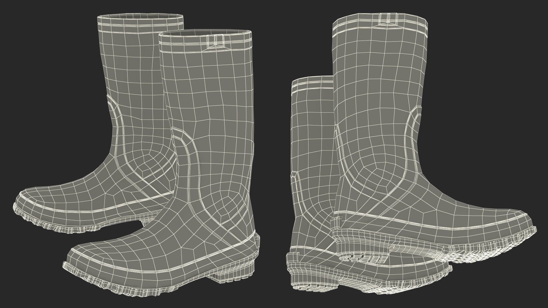3D Dirty Rubber Boots model