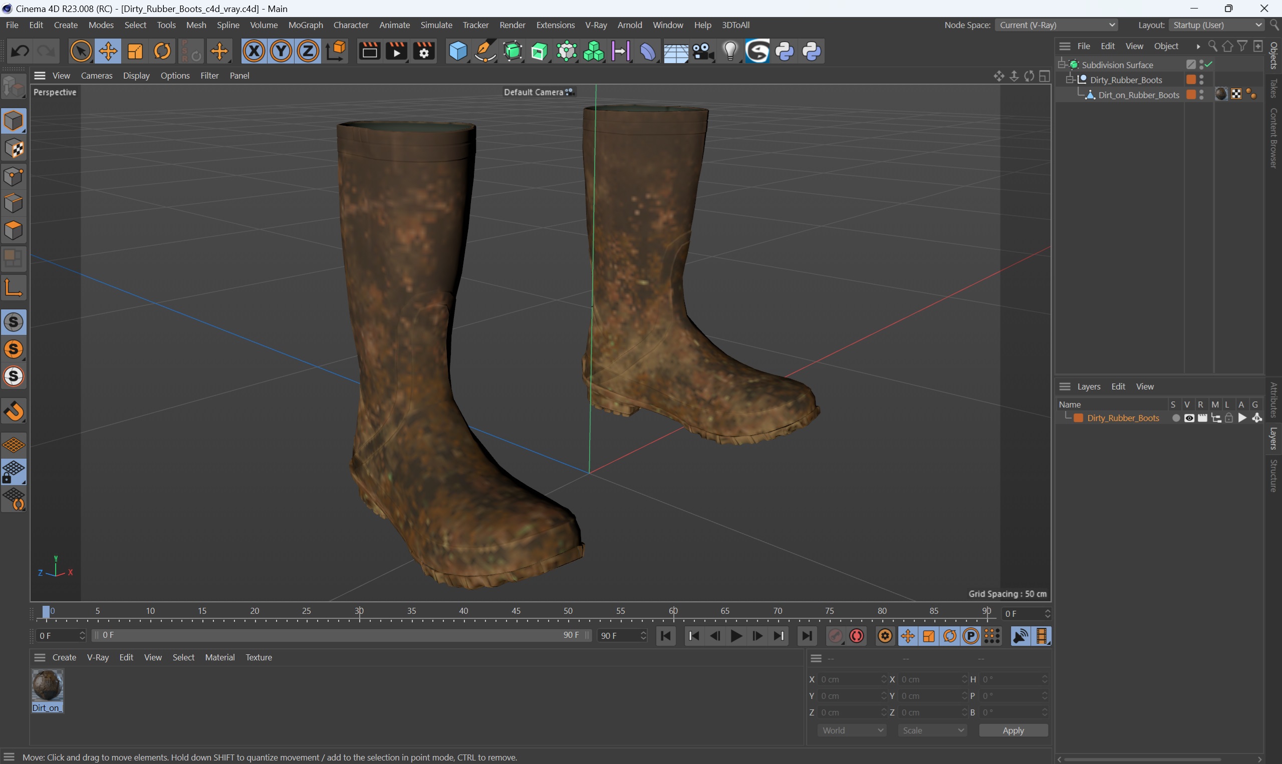 3D Dirty Rubber Boots model