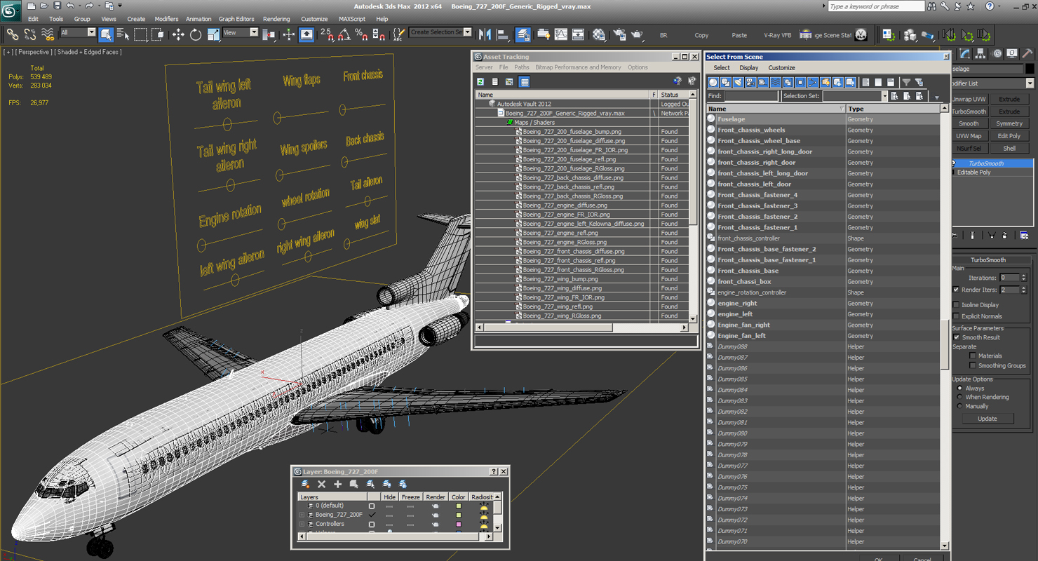 3D model Boeing 727 200F Generic Rigged