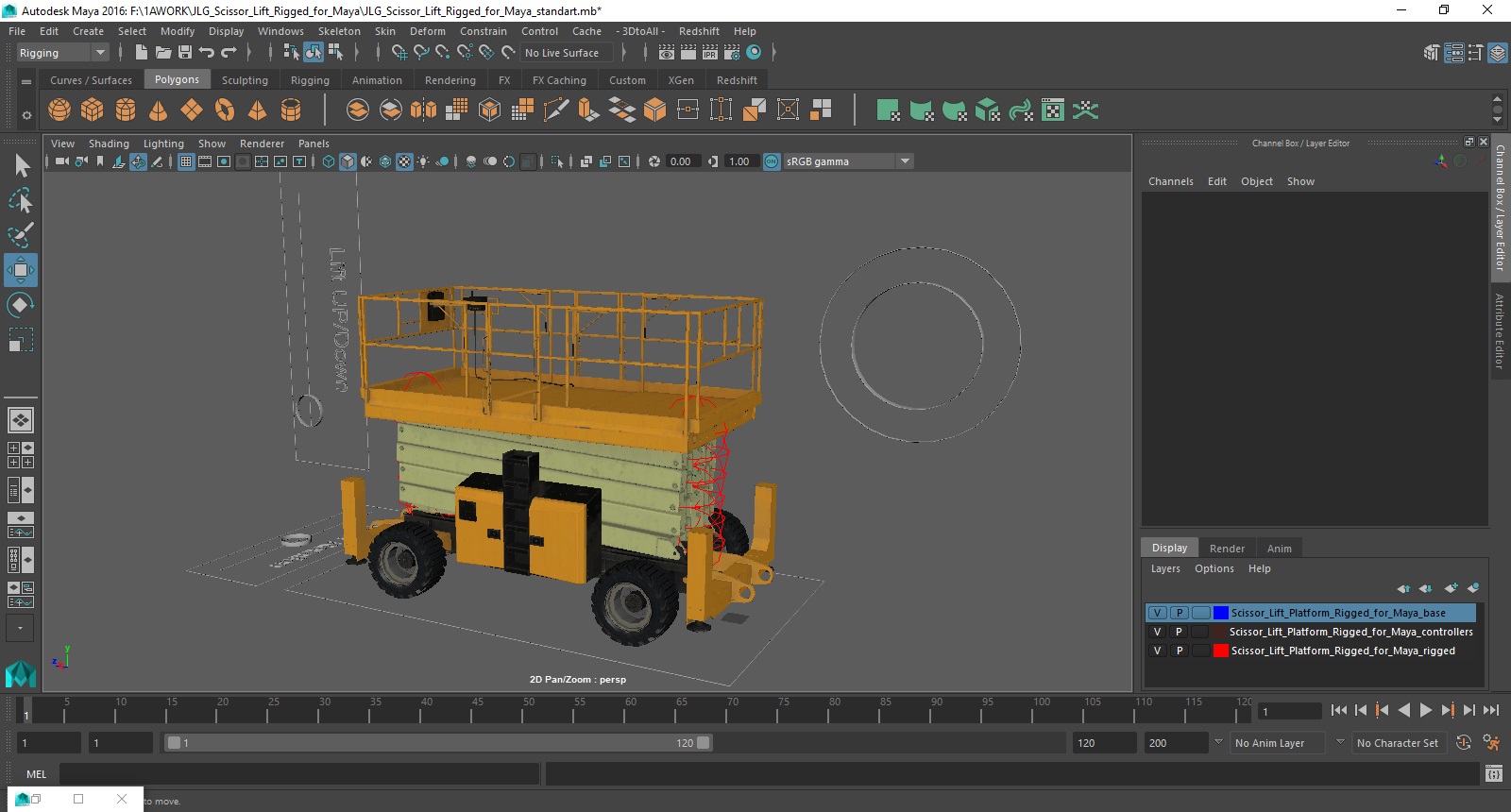 Scissor Lift Platform Rigged for Maya 3D