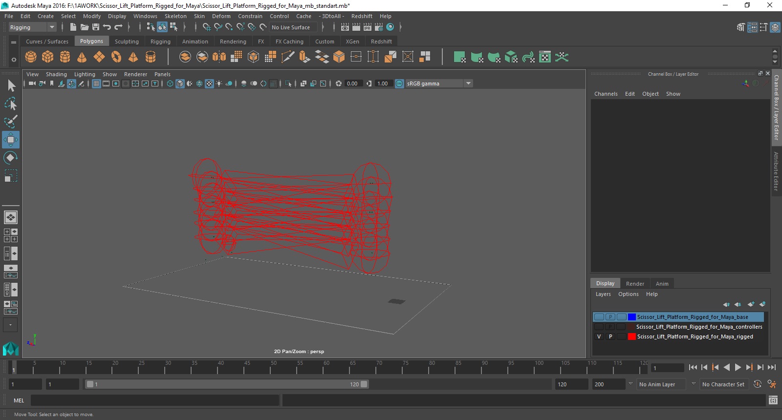 Scissor Lift Platform Rigged for Maya 3D