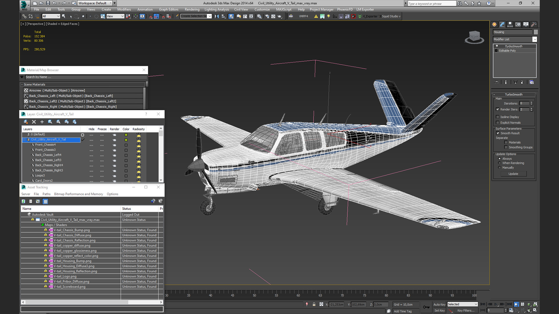 Civil Utility Aircraft V Tail 3D model