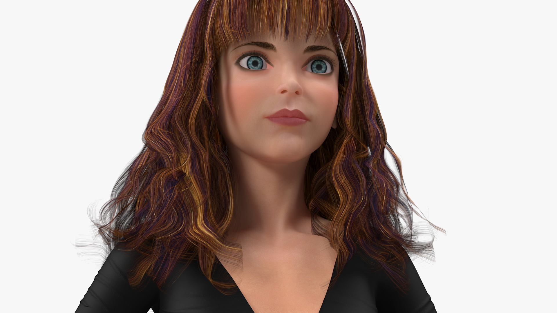 Cartoon Young Girl Youth Clothes T-Pose 3D model