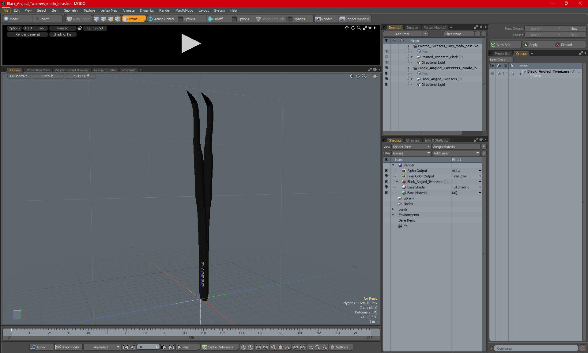 3D Black Angled Tweezers