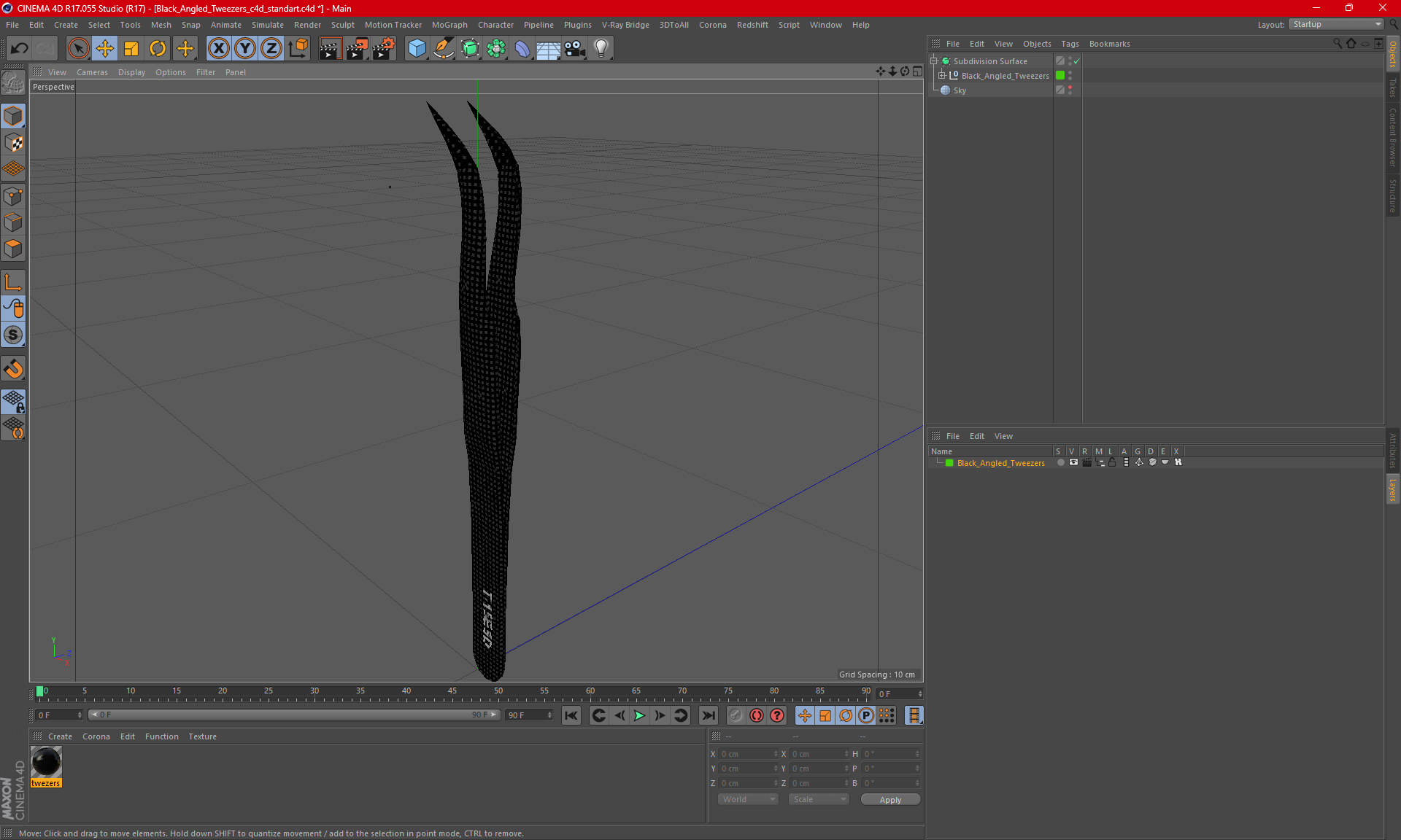 3D Black Angled Tweezers