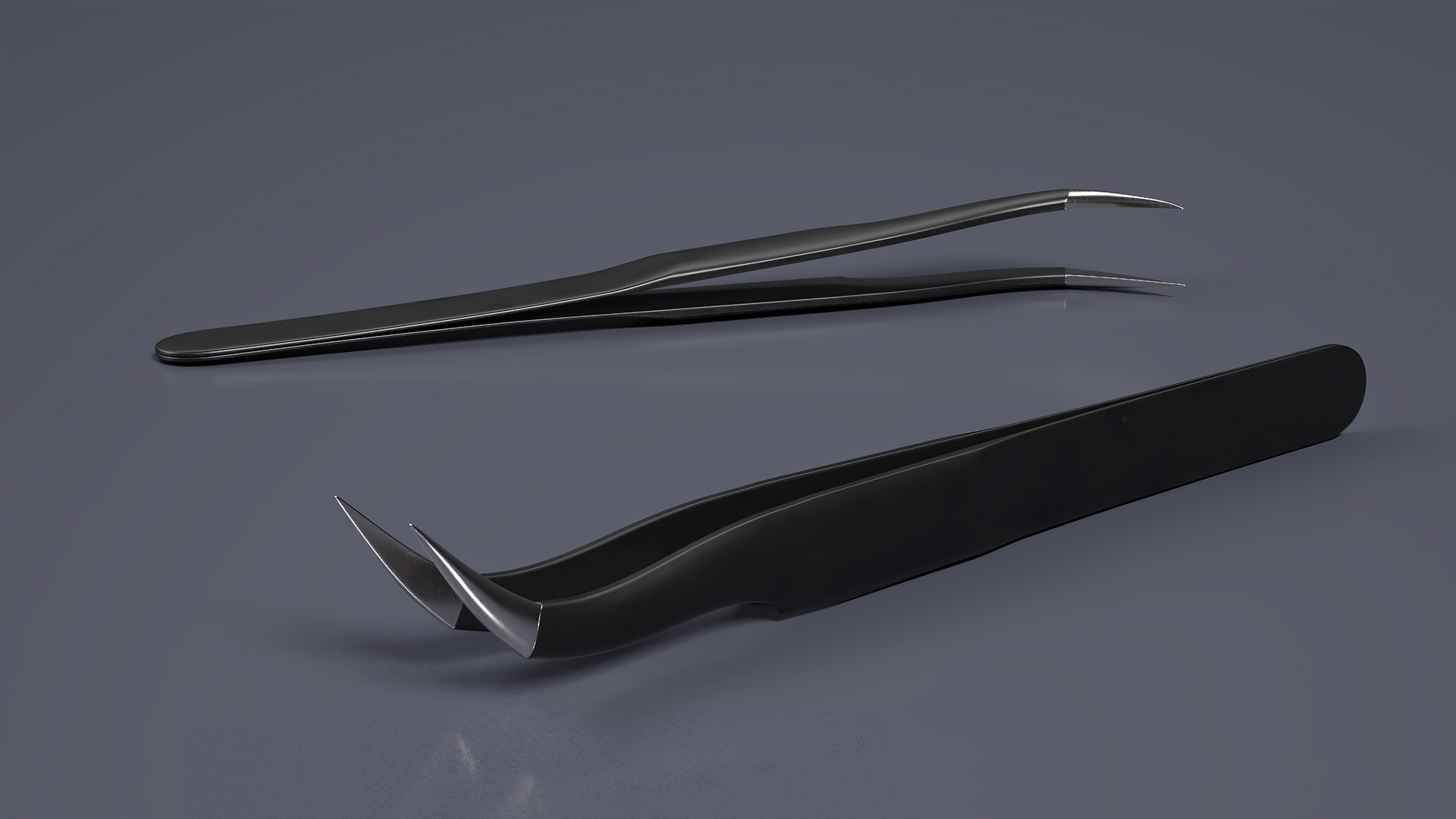 3D Black Angled Tweezers