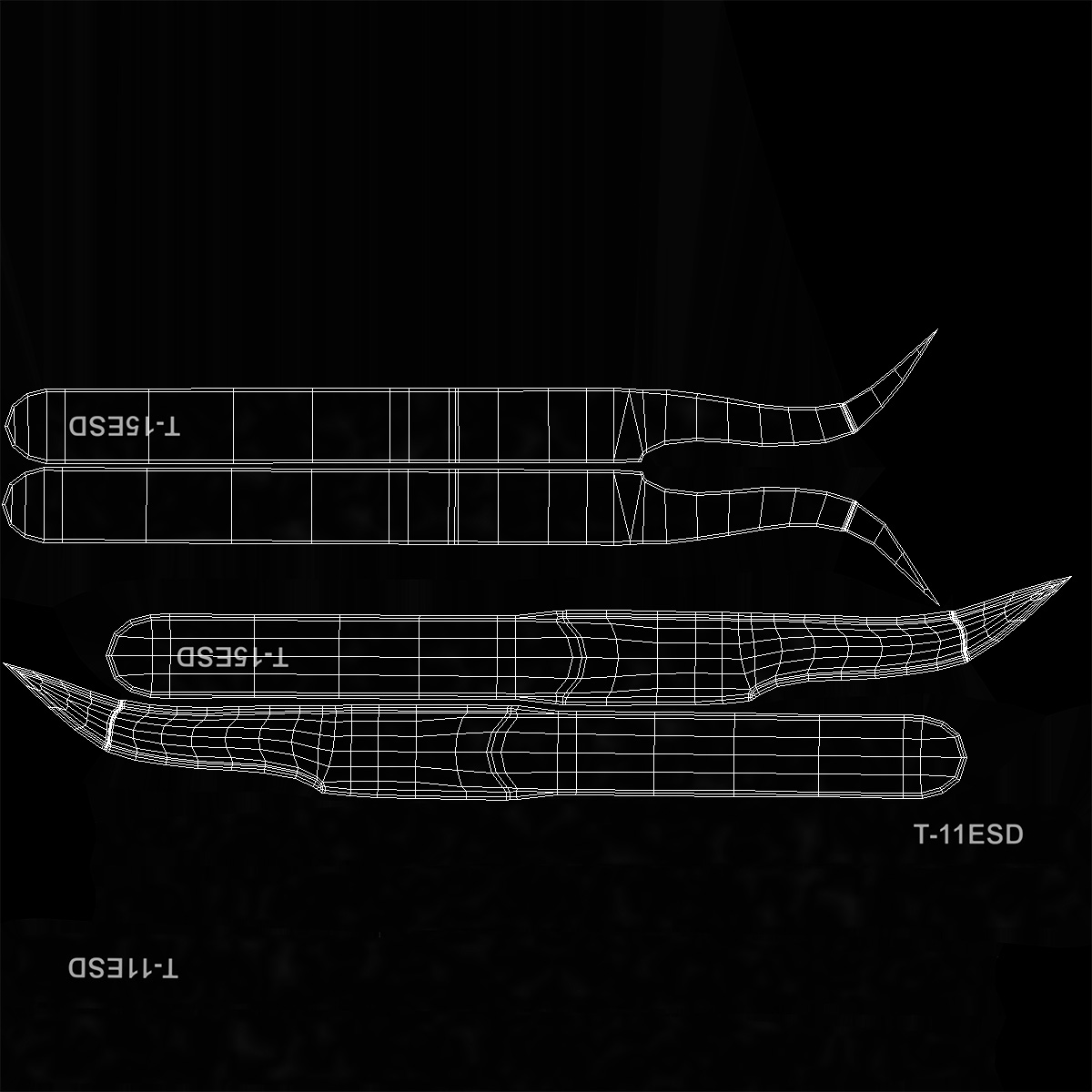 3D Black Angled Tweezers