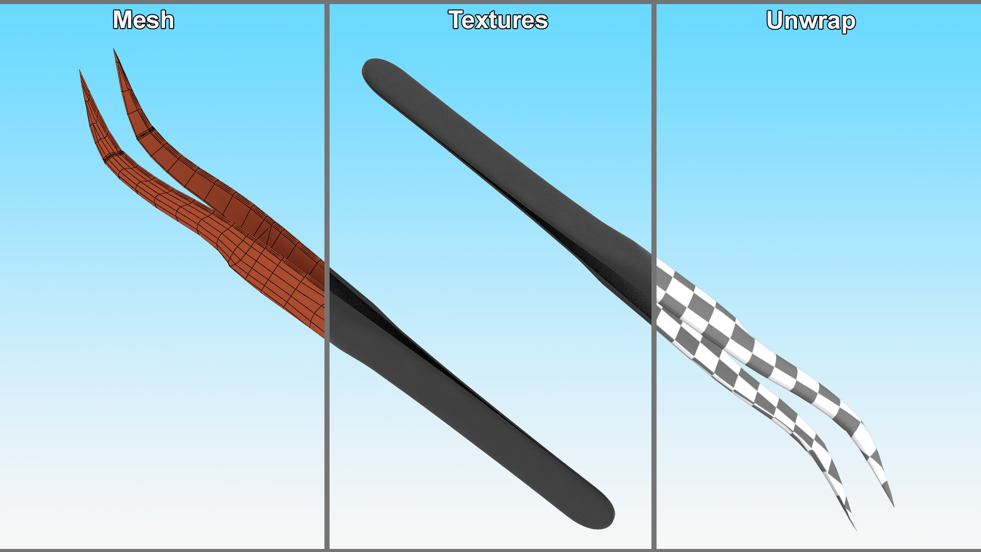 3D Black Angled Tweezers