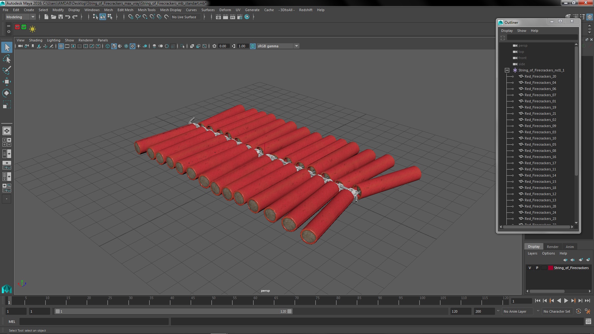 String of Firecrackers 3D