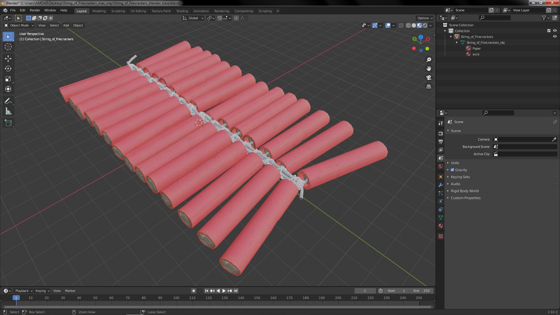 String of Firecrackers 3D