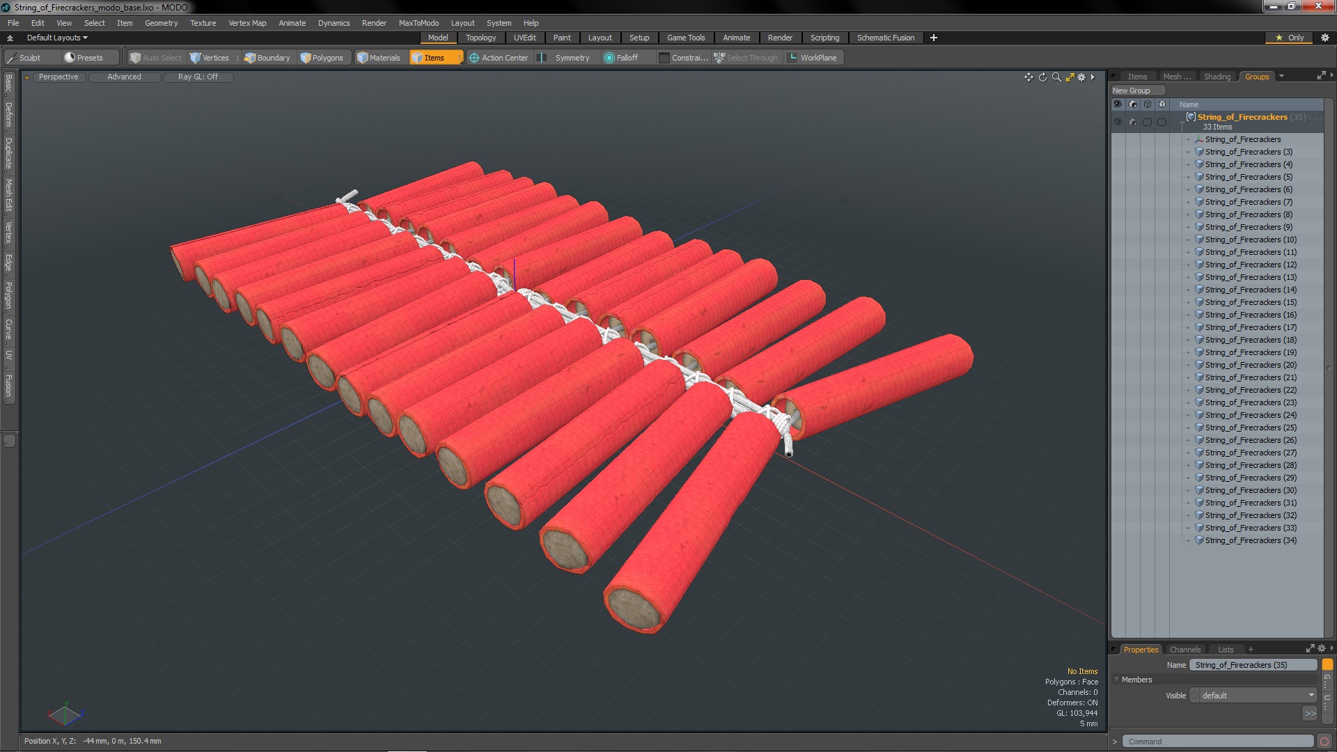 String of Firecrackers 3D