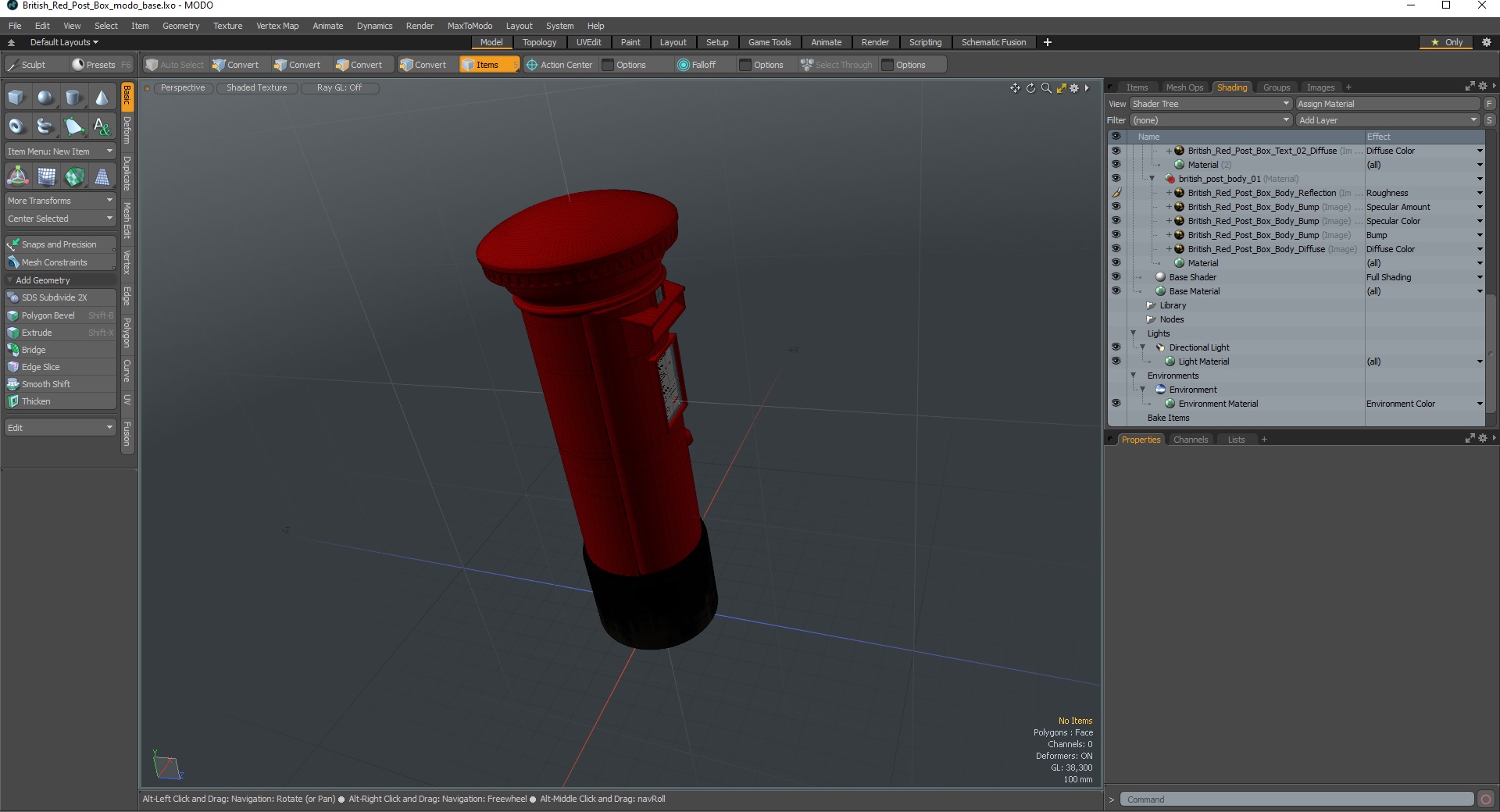 3D model British Red Post Box