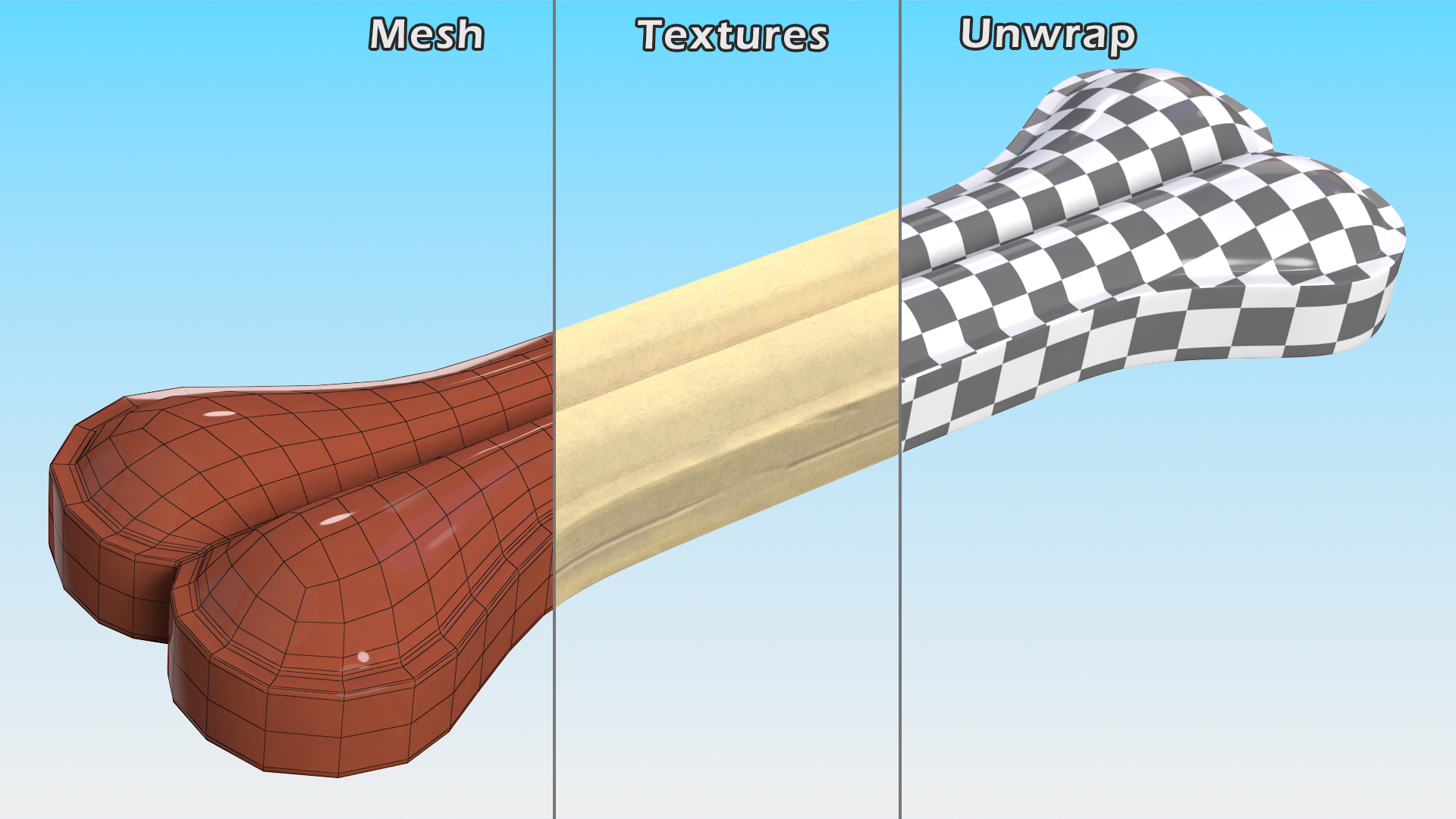 3D model Large Dog Chew Bone Light