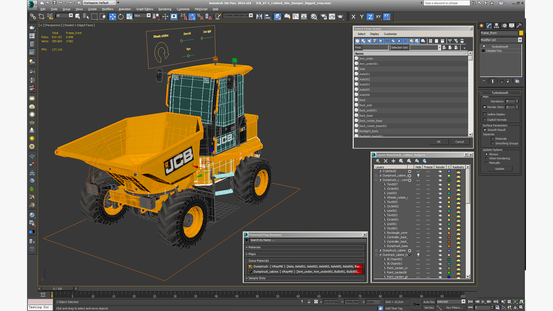 JCB 6T-1 Cabbed Site Dumper Rigged 3D model