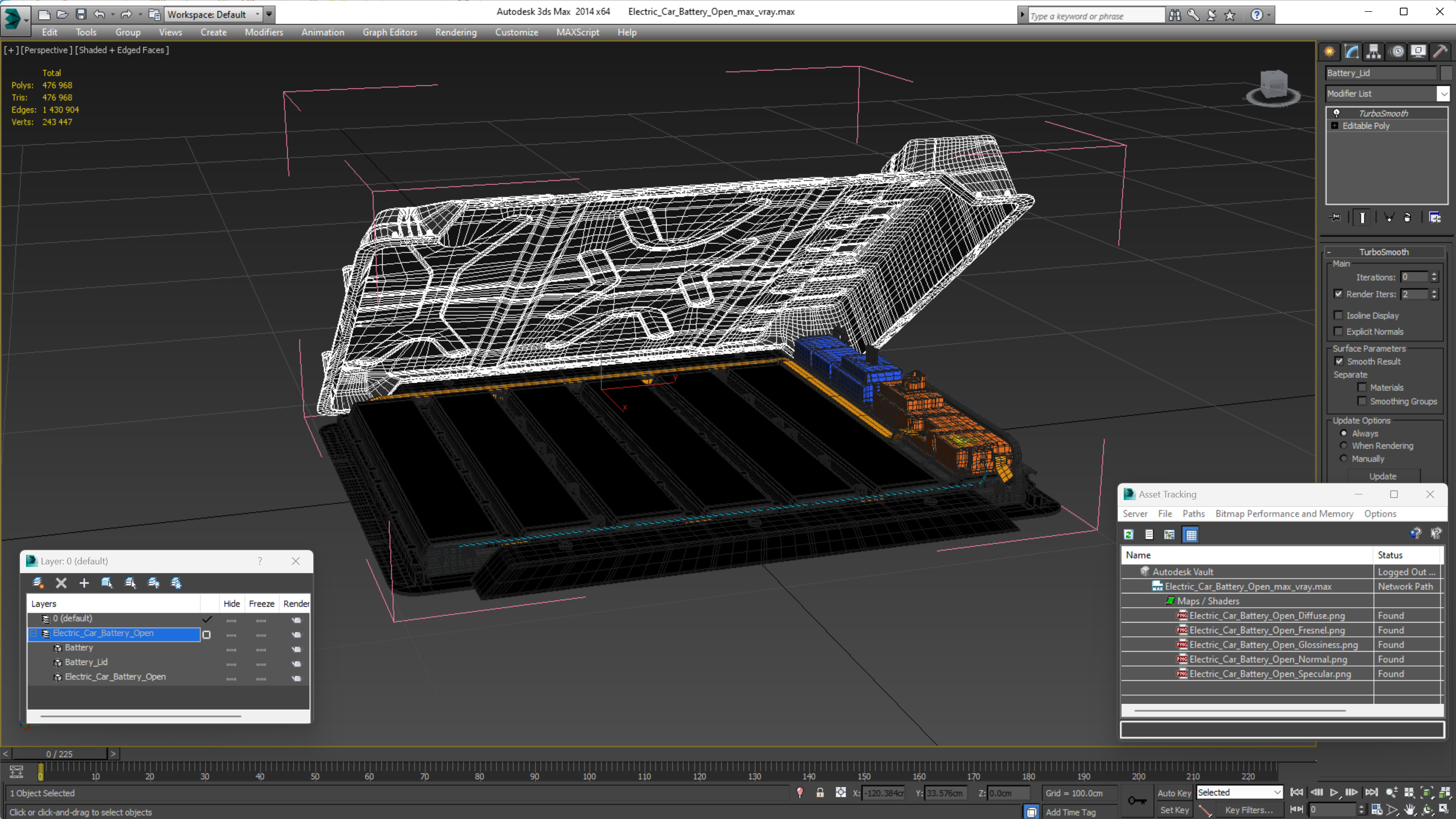 3D model Electric Car Battery Open
